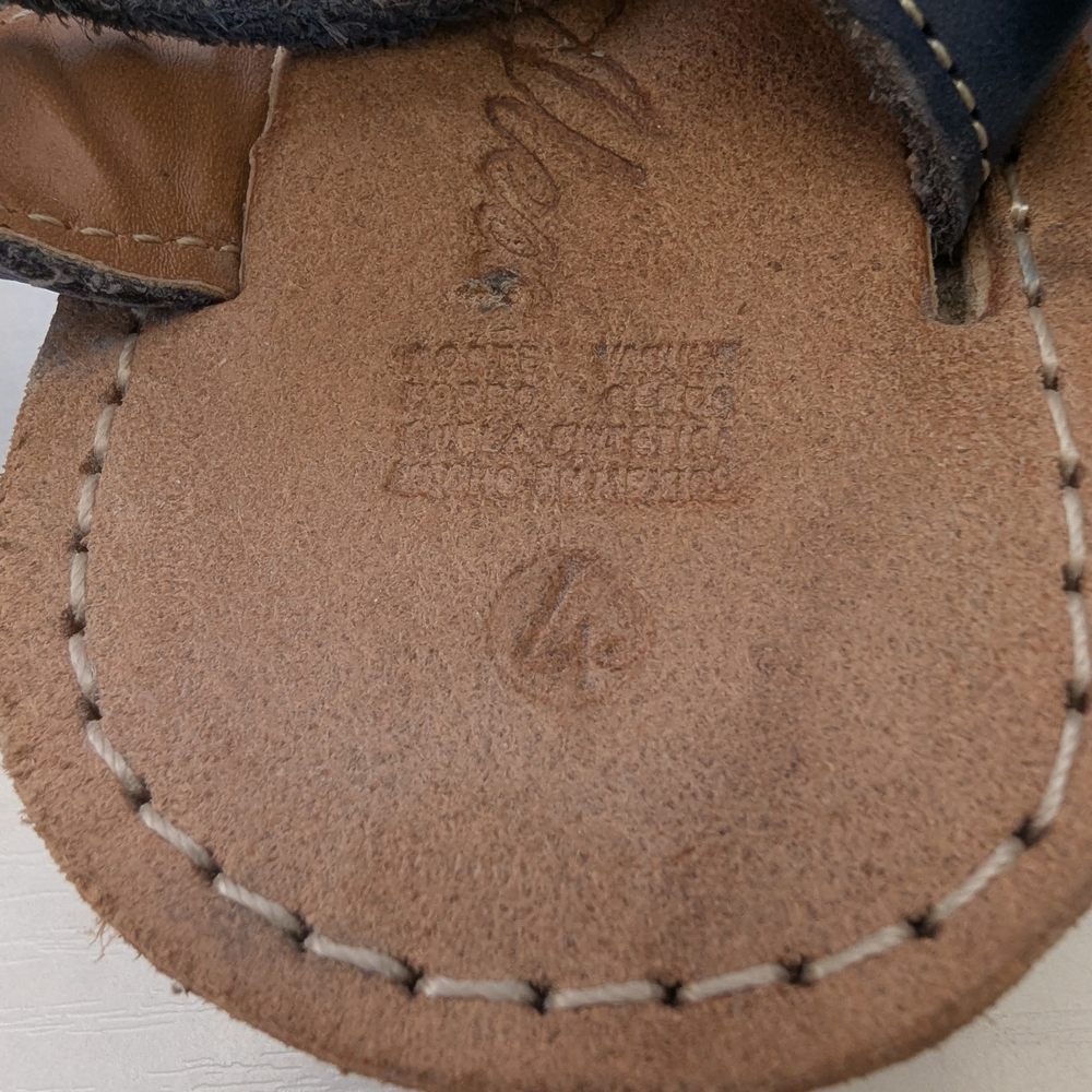 Alex Floral Embossed Navy Leather Sandals - Picture 6 of 9